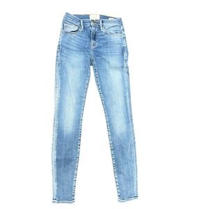 FRAME Le Skinny de Jeanne Jeans Medium Wash Distressed Denim Womens Size 25